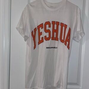 White Graphic Tee w Orange lettering
